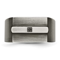 Chisel Stainless Steel Antiqued and Brushed with Black CZ Signet Ring view 4