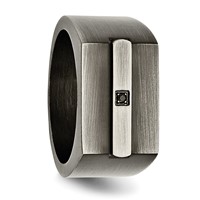 Chisel Stainless Steel Antiqued and Brushed with Black CZ Signet Ring view 5