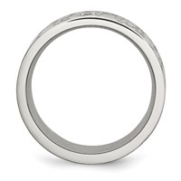 Chisel Stainless Steel Brushed and Polished Band with Black CZ 10mm Flat view 2