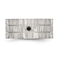 Chisel Stainless Steel Brushed and Polished Band with Black CZ 10mm Flat view 4