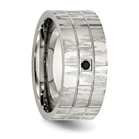 Chisel Stainless Steel Brushed and Polished Band with Black CZ 10mm Flat view 5