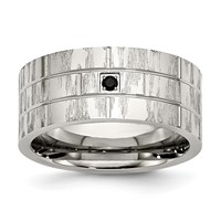 Chisel Stainless Steel Brushed and Polished Band with Black CZ 10mm Flat view 1