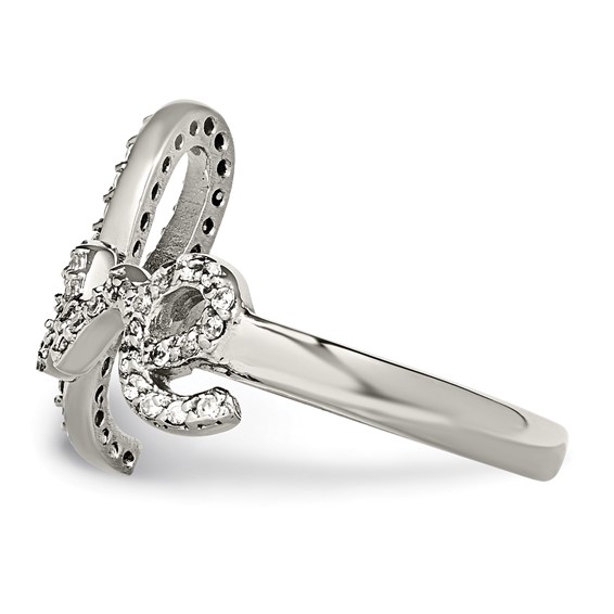 Stainless Steel Polished "Love" with CZs Ring