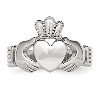 Stainless Steel Polished Claddagh Ring view 4