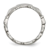 Stainless Steel Polished Braided Claddagh Ring view 2