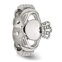 Stainless Steel Polished Braided Claddagh Ring view 5