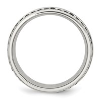 Stainless Steel Polished Black Ceramic Inlay Black CZ 9mm Band view 2