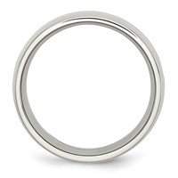 Stainless Steel Polished White Ceramic Inlay 9mm Band view 2