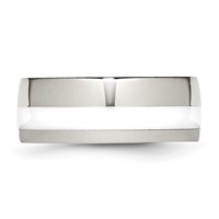 Stainless Steel Polished White Ceramic Inlay 9mm Band view 3