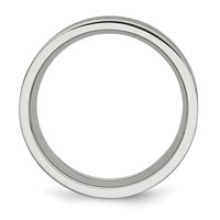 Stainless Steel Brushed W Black Rubber Stripes 10mm Flat Band view 2