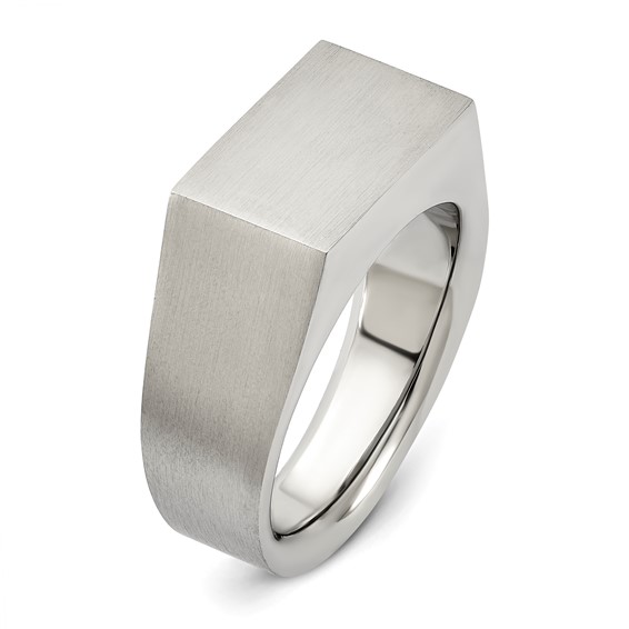 Chisel Stainless Steel Brushed and Polished Signet Ring
