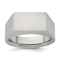 Chisel Stainless Steel Brushed and Polished Signet Ring view 1