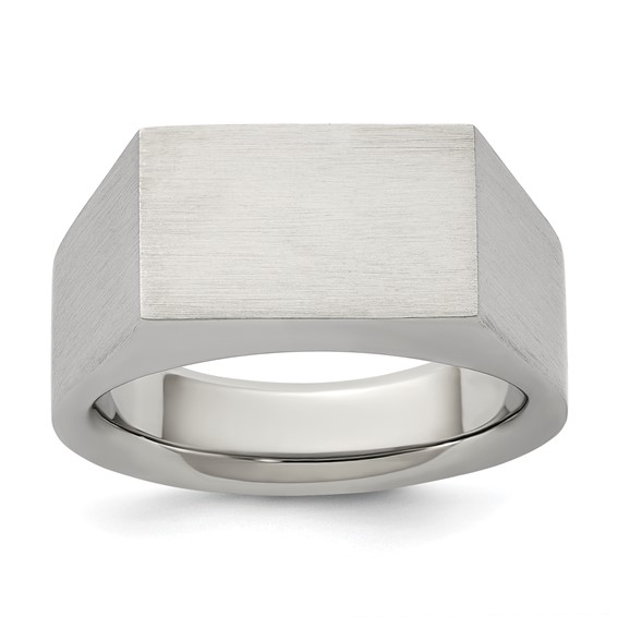 Chisel Stainless Steel Brushed and Polished Signet Ring