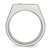 Chisel Stainless Steel Polished CZ Signet Ring view 2