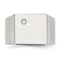 Chisel Stainless Steel Polished CZ Signet Ring view 4