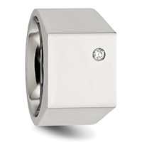 Chisel Stainless Steel Polished CZ Signet Ring view 5