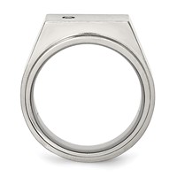 Chisel Stainless Steel Brushed and Polished CZ Signet Ring view 2