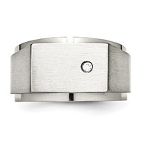 Chisel Stainless Steel Brushed and Polished CZ Signet Ring view 4