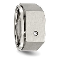 Chisel Stainless Steel Brushed and Polished CZ Signet Ring view 5