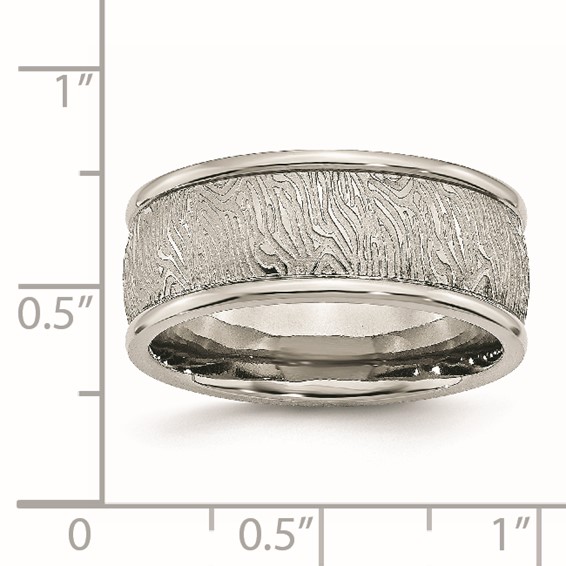 Chisel Stainless Steel Polished and Textured 9mm Rounded Edge Band