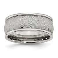 Chisel Stainless Steel Polished and Textured 9mm Rounded Edge Band view 1