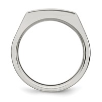Chisel Stainless Steel Brushed and Polished Ring with Black CZ view 2