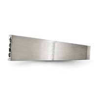 Chisel Stainless Steel Brushed and Polished Ring with Black CZ view 3