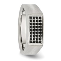 Chisel Stainless Steel Brushed and Polished Ring with Black CZ view 5