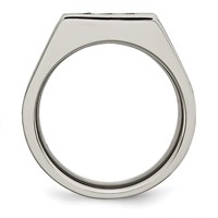 Chisel Stainless Steel Brushed Black IP-plated Ring with CZ Signet view 2