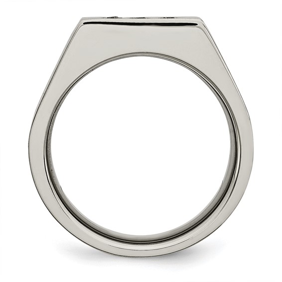 Chisel Stainless Steel Brushed Black IP-plated with CZ Signet Ring