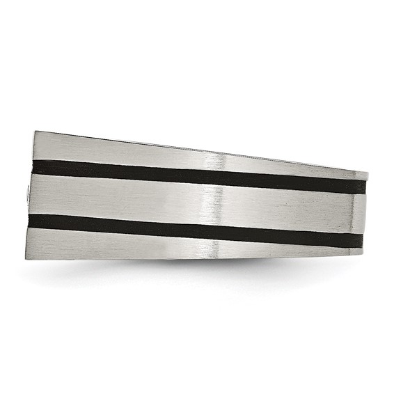 Chisel Stainless Steel Brushed Black IP-plated with CZ Signet Ring