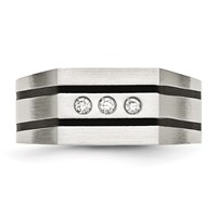 Chisel Stainless Steel Brushed Black IP-plated Ring with CZ Signet view 4