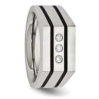 Chisel Stainless Steel Brushed Black IP-plated Ring with CZ Signet view 5