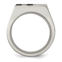 Chisel Stainless Steel Brushed Black IP-plated with CZ Signet Ring view 2