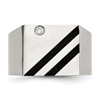 Chisel Stainless Steel Brushed Black IP-plated with CZ Signet Ring view 4