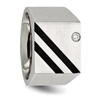 Chisel Stainless Steel Brushed Black IP-plated with CZ Signet Ring view 5