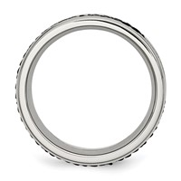 Chisel Stainless Steel Polished Grooved Band with Genuine Stingray Textured 8mm view 2