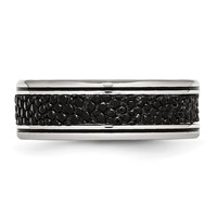 Chisel Stainless Steel Polished Grooved Band with Genuine Stingray Textured 8mm view 3