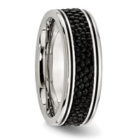 Chisel Stainless Steel Polished Grooved Band with Genuine Stingray Textured 8mm view 4