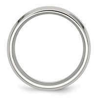 Chisel Stainless Steel Polished Band with Black Koa Wood Inlay Enameled 8mm view 2