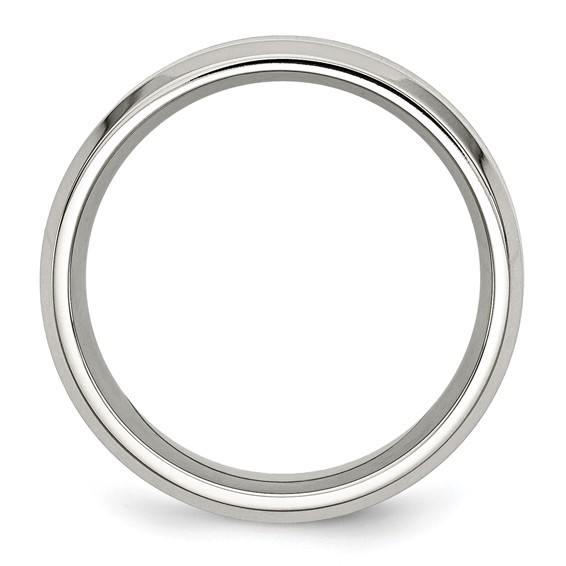 Chisel Stainless Steel Polished with Black Koa Wood Inlay Enameled 8mm Band