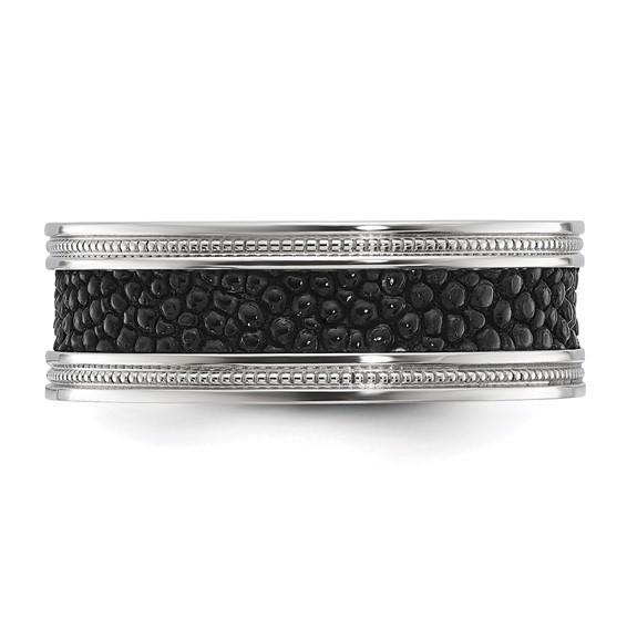 Chisel Stainless Steel Polished with Genuine Stingray Textured 8mm Band