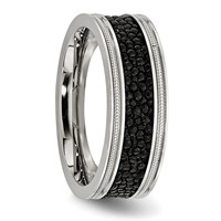 Chisel Stainless Steel Polished Band with Genuine Stingray Textured 8mm view 4
