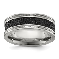Chisel Stainless Steel Polished Band with Genuine Stingray Textured 8mm view 1