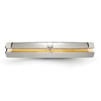 Stainless Steel Polished Yellow IP-plated.025pt Diamond 4mm Band view 3
