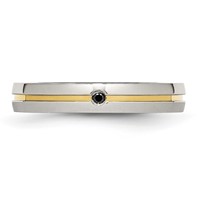 Stainless Steel Polished Yellow IP-plated.025pt Diamond 4mm Band view 4
