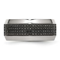 Chisel Stainless Steel Polished 0.33 Carat Black Diamond 10mm Band view 4