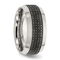 Chisel Stainless Steel Polished 0.33 Carat Black Diamond 10mm Band view 5