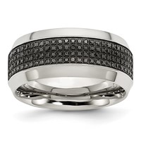 Chisel Stainless Steel Polished 0.33 Carat Black Diamond 10mm Band view 1