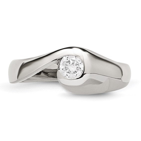 Stainless Steel Polished CZ Ring
